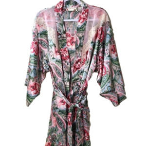 Potpourri women's vintage paisley floral short sleeve robe, Size L